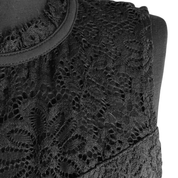 AB Studio Size Large Top Victorian Lace Swing Sleeveless Black Lined Tank NEW - Picture 3 of 13